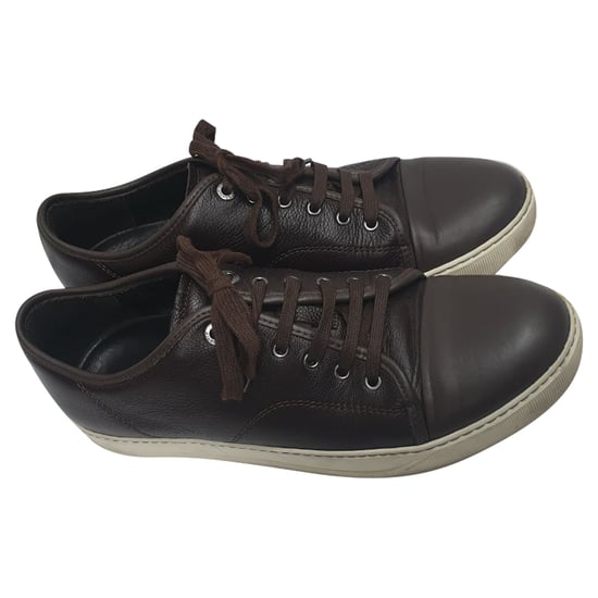 Lanvin Niedrigschnitt Sneakers aus braunem Leder - Image 3