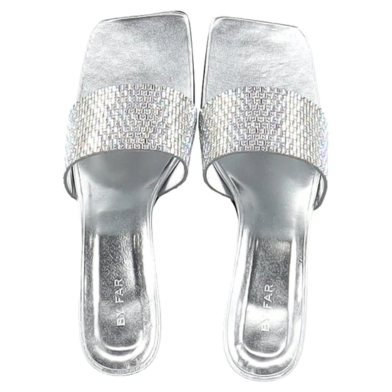 By Far Dylan Kristall-verzierte Mules aus silbernem Leder - Image 4