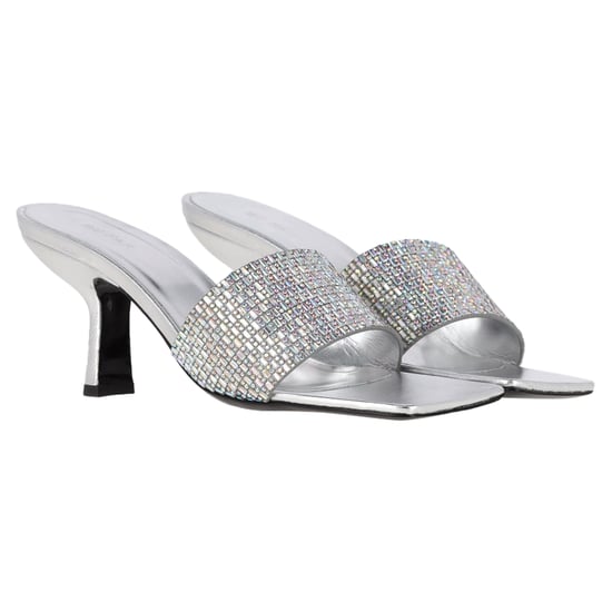 By Far Dylan Kristall-verzierte Mules aus silbernem Leder - Image 5