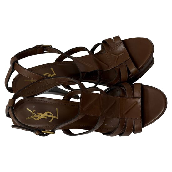 Saint Laurent Tribute Plateau-Sandalen aus braunem Leder - Image 5