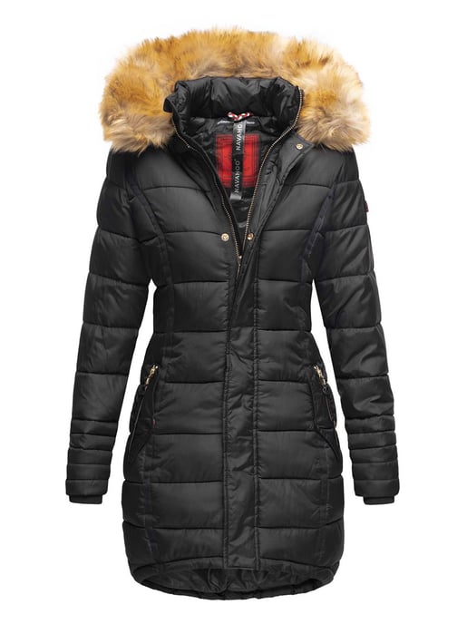 Navahoo Damen Winterjacke Papaya – Figurbetont, Warm & Mit Abnehmbarem Kunstfellkragen - Image 1