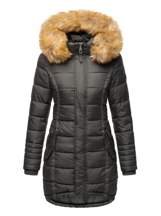 Navahoo Damen Winterjacke Papaya – Figurbetont, Warm & Mit Abnehmbarem Kunstfellkragen - Image 2