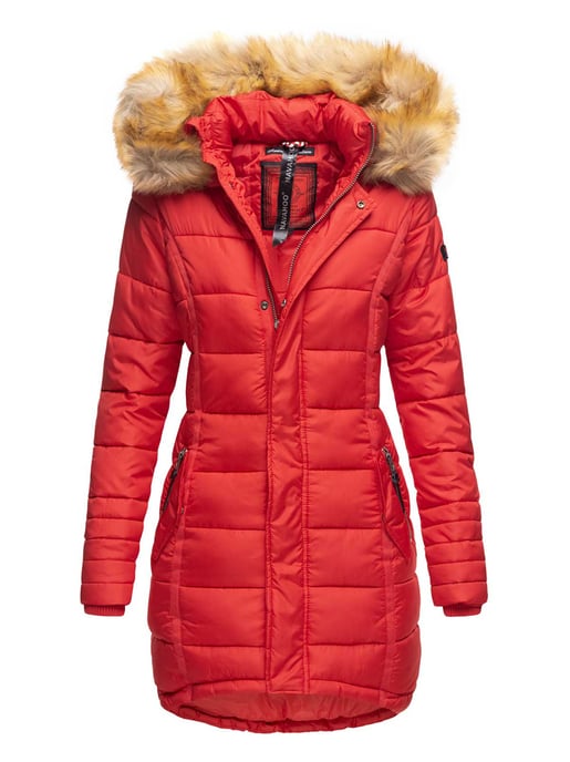 Navahoo Damen Winterjacke Papaya – Figurbetont, Warm & Mit Abnehmbarem Kunstfellkragen - Image 1