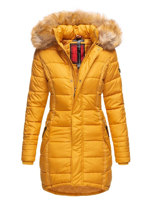Navahoo Damen Winterjacke Papaya – Figurbetont, Warm & Mit Abnehmbarem Kunstfellkragen - Image 1