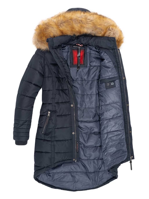 Navahoo Damen Winterjacke Papaya – Figurbetont, Warm & Mit Abnehmbarem Kunstfellkragen - Image 2
