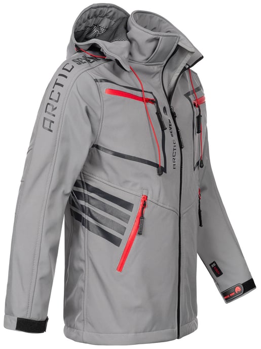 Arctic Seven Herren Softshell Jacke Hellgrau - Image 3