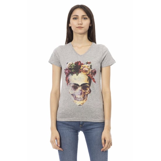 Frida Skull V-Ausschnitt T-Shirt im lässigen Stil - Image 1