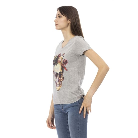 Frida Skull V-Ausschnitt T-Shirt im lässigen Stil - Image 3