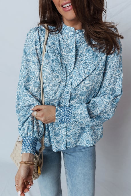 Bluse mit floralem Druck und Knopfverschluss - Image 4