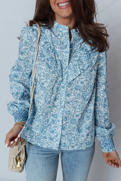 Bluse mit floralem Druck und Knopfverschluss - Image 5