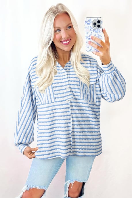Gestreifte Button-Down-Bluse - Image 2