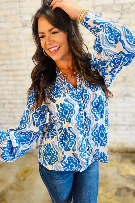 Bluse mit floralem Druck und V-Ausschnitt - Image 2