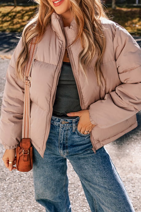 Pufferjacke mit langem Arm und Stehkragen - Image 1