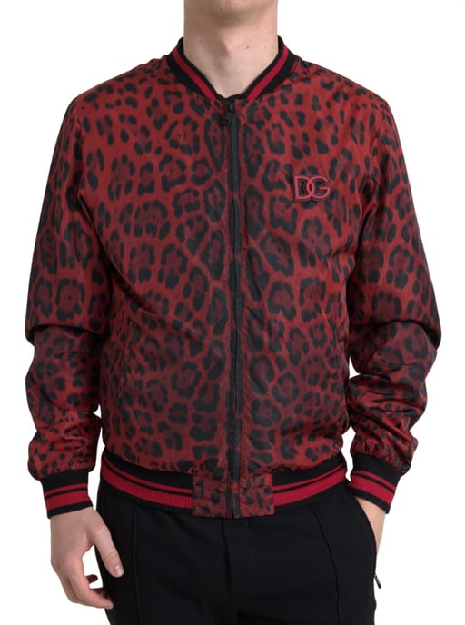 Rot-schwarze Leopard Bomberjacke - Image 1