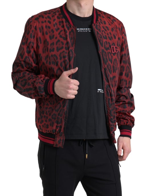 Rot-schwarze Leopard Bomberjacke - Image 2