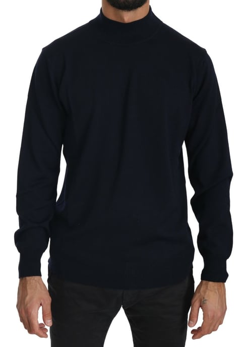 Mock-Neck-Pullover in einfarbigem Marineblau - Image 1
