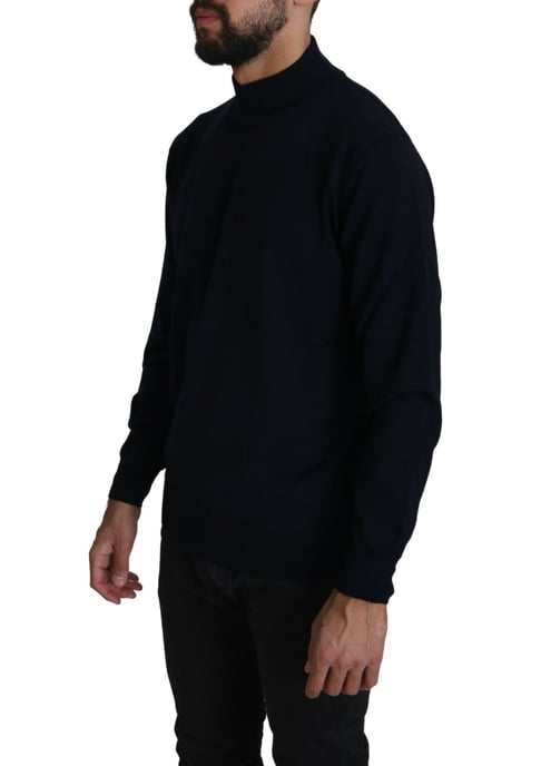 Mock-Neck-Pullover in einfarbigem Marineblau - Image 2