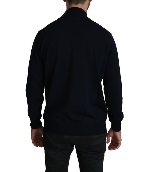 Mock-Neck-Pullover in einfarbigem Marineblau - Image 3