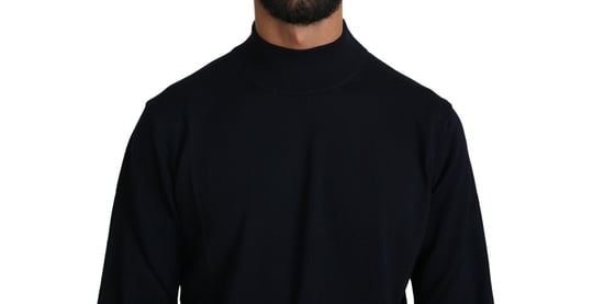 Mock-Neck-Pullover in einfarbigem Marineblau - Image 4