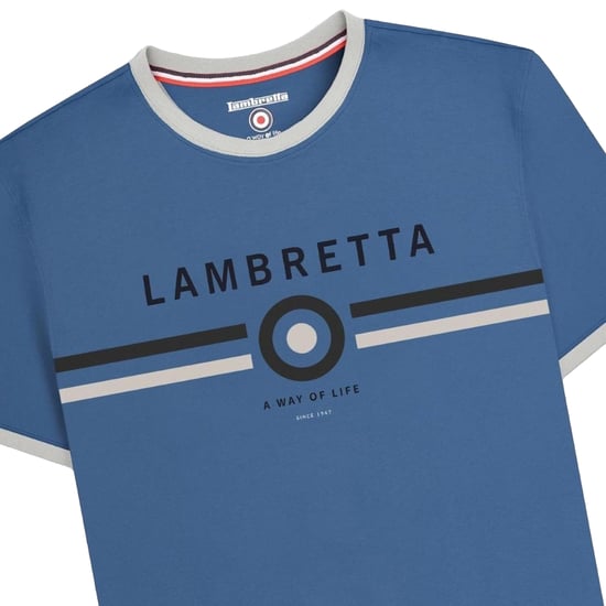 Lambretta - T-Shirt Ringer-Stil für Herren (Mondschein-Ozean) - Image 3