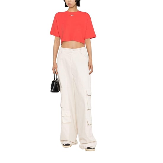 Off White - kurzes T-Shirt für Damen (Rot) - Image 4