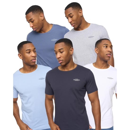 Crosshatch Herren Basicnatural T-Shirt (5er Pack) (Weiß/Marineblau/Denim/Blau/Grau Melange) - Image 1