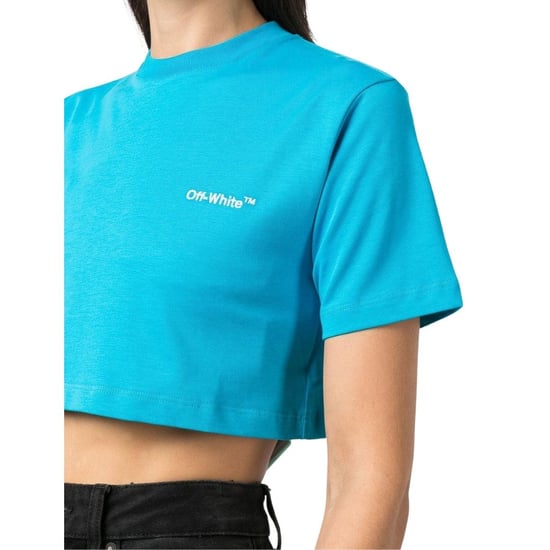 Off White - "Helvetica" kurzes T-Shirt für Damen (Blau) - Image 3