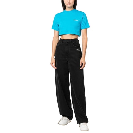 Off White - "Helvetica" kurzes T-Shirt für Damen (Blau) - Image 4