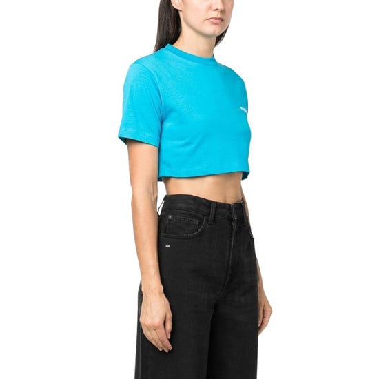 Off White - "Helvetica" kurzes T-Shirt für Damen (Blau) - Image 5