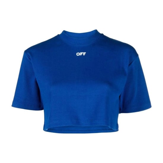Off White - kurzes T-Shirt für Damen, gerippt (Blau) - Image 1