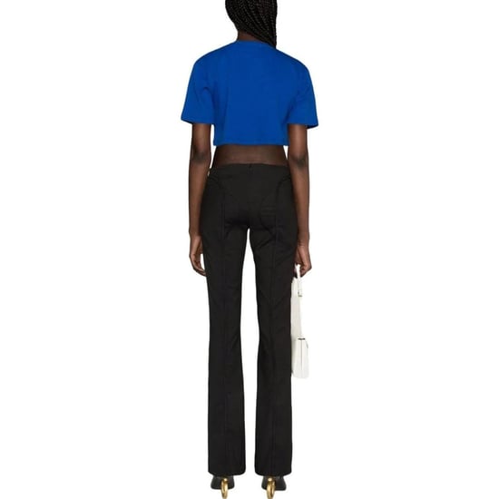 Off White - kurzes T-Shirt für Damen, gerippt (Blau) - Image 2