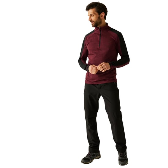 Regatta - "Hepley" Fleecejacke für Herren, mit halbem Reißverschluss (Dunkles Weinrot/Schwarz) - Image 6
