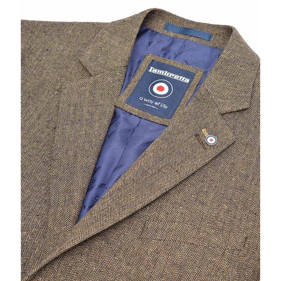 Lambretta Herren Morgan Fischgrät-Blazer (Braun) - Image 2