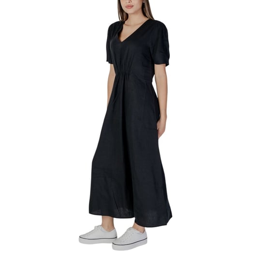 Lässig geschnittenes Maxikleid mit V-Ausschnitt und kurzen Ärmeln - Image 3