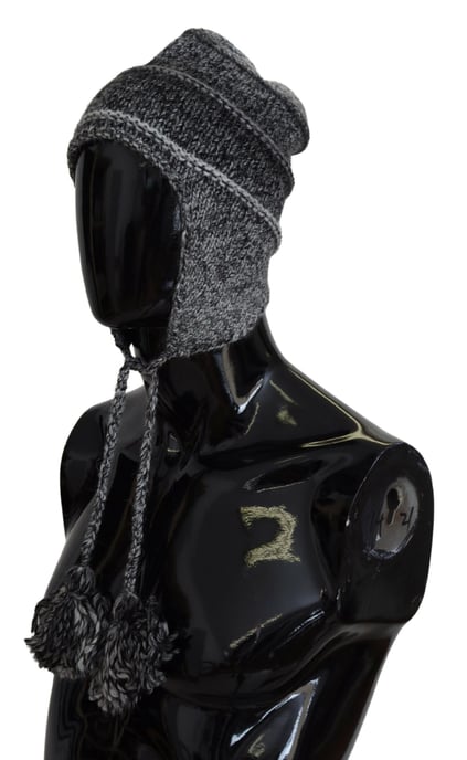 Balaklava Wollmütze Graue Pompom Mütze - Image 2
