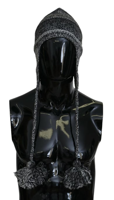 Balaklava Wollmütze Graue Pompom Mütze - Image 4