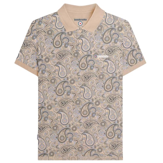 Lambretta Herren Paisley Poloshirt (Stein) - Image 1