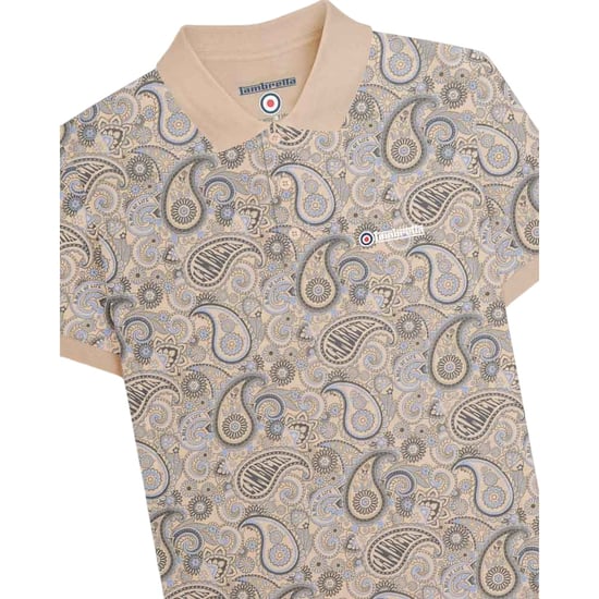 Lambretta Herren Paisley Poloshirt (Stein) - Image 3