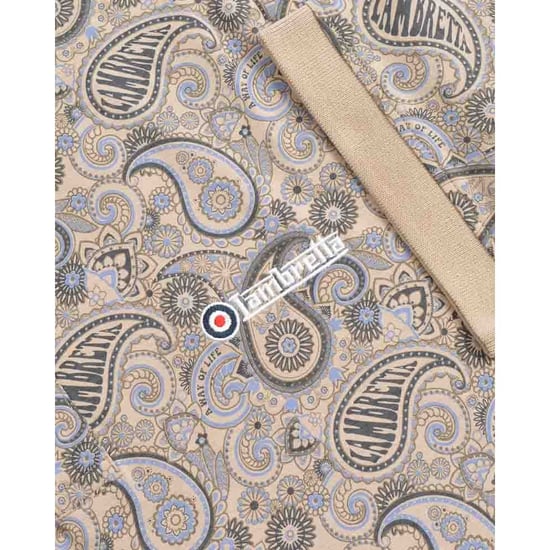 Lambretta Herren Paisley Poloshirt (Stein) - Image 5