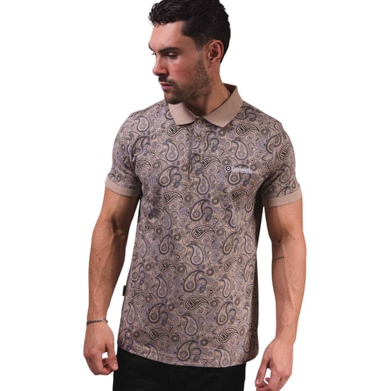 Lambretta Herren Paisley Poloshirt (Stein) - Image 6