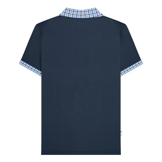 Lambretta Herren Gingham Big & Tall Poloshirt (Marineblau) - Image 2