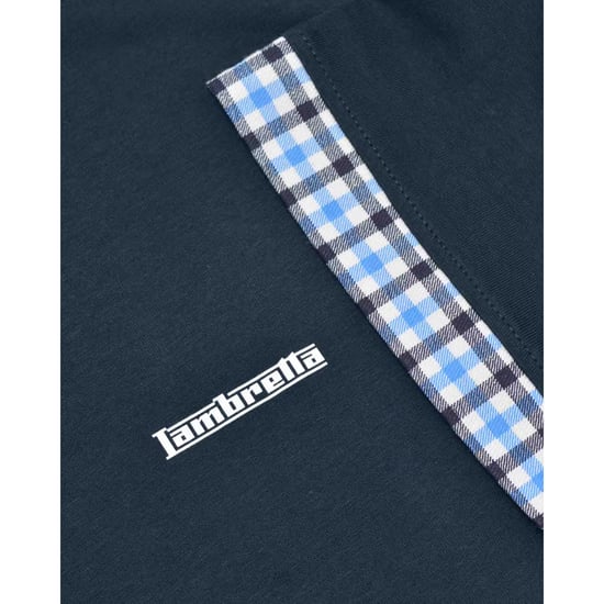 Lambretta Herren Gingham Big & Tall Poloshirt (Marineblau) - Image 3