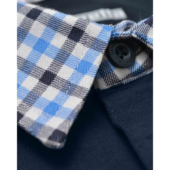 Lambretta Herren Gingham Big & Tall Poloshirt (Marineblau) - Image 4