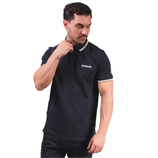 Lambretta - "SS25" Poloshirt für Herren (Marine/Weiß/Steinfarben/Basilikum) - Image 3