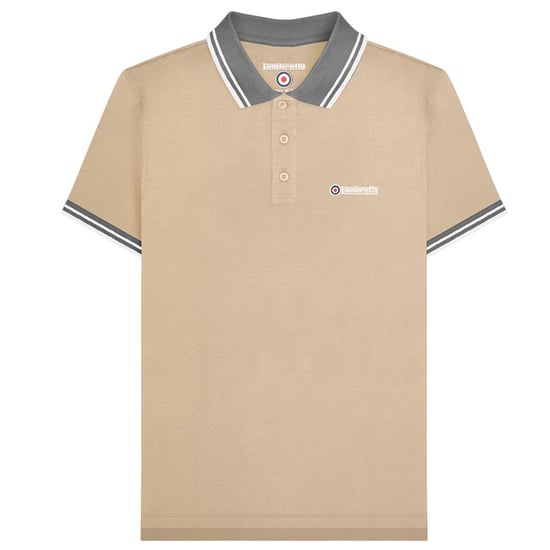 Lambretta Herren Polo-Shirt mit Kontrastkante (Stein/Eisen) - Image 1