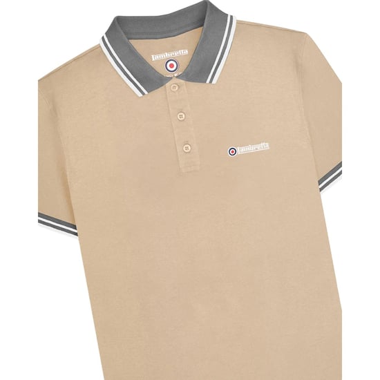 Lambretta Herren Polo-Shirt mit Kontrastkante (Stein/Eisen) - Image 3
