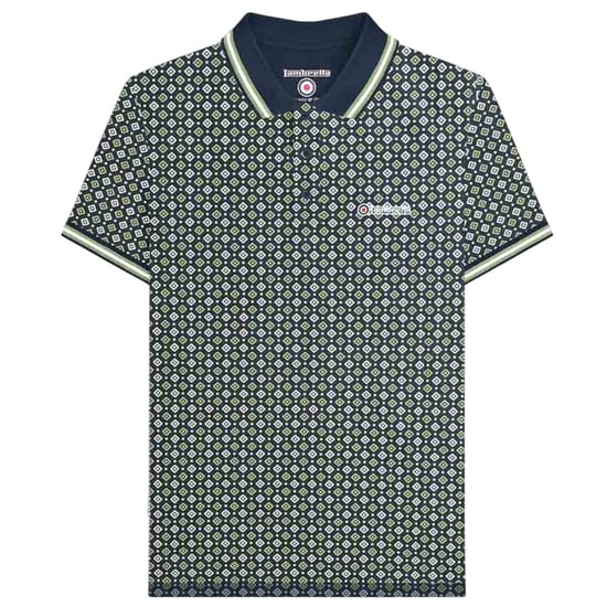 Lambretta Herren Geometrisches Big & Tall Poloshirt (Marinegrün/Basilikum) - Image 1