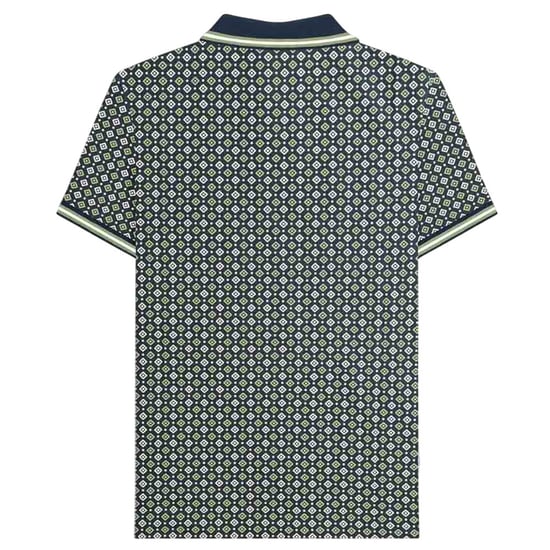 Lambretta Herren Geometrisches Big & Tall Poloshirt (Marinegrün/Basilikum) - Image 2