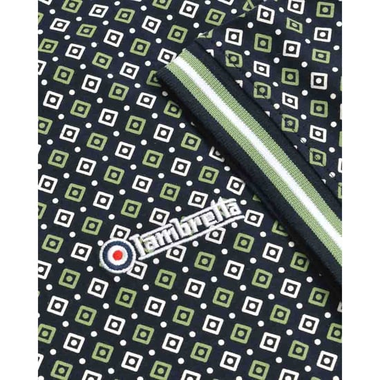 Lambretta Herren Geometrisches Big & Tall Poloshirt (Marinegrün/Basilikum) - Image 5