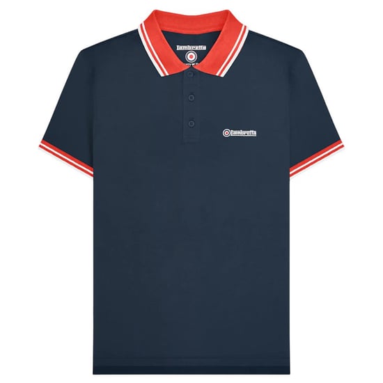 Lambretta Herren Polohemd mit kontrastierenden Kanten (Marineblau/Rot) - Image 1